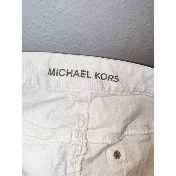 Michael Kors Size 18W Off White Bootcut Jeans Silver Hardware Comfortable - Picture 2 of 16
